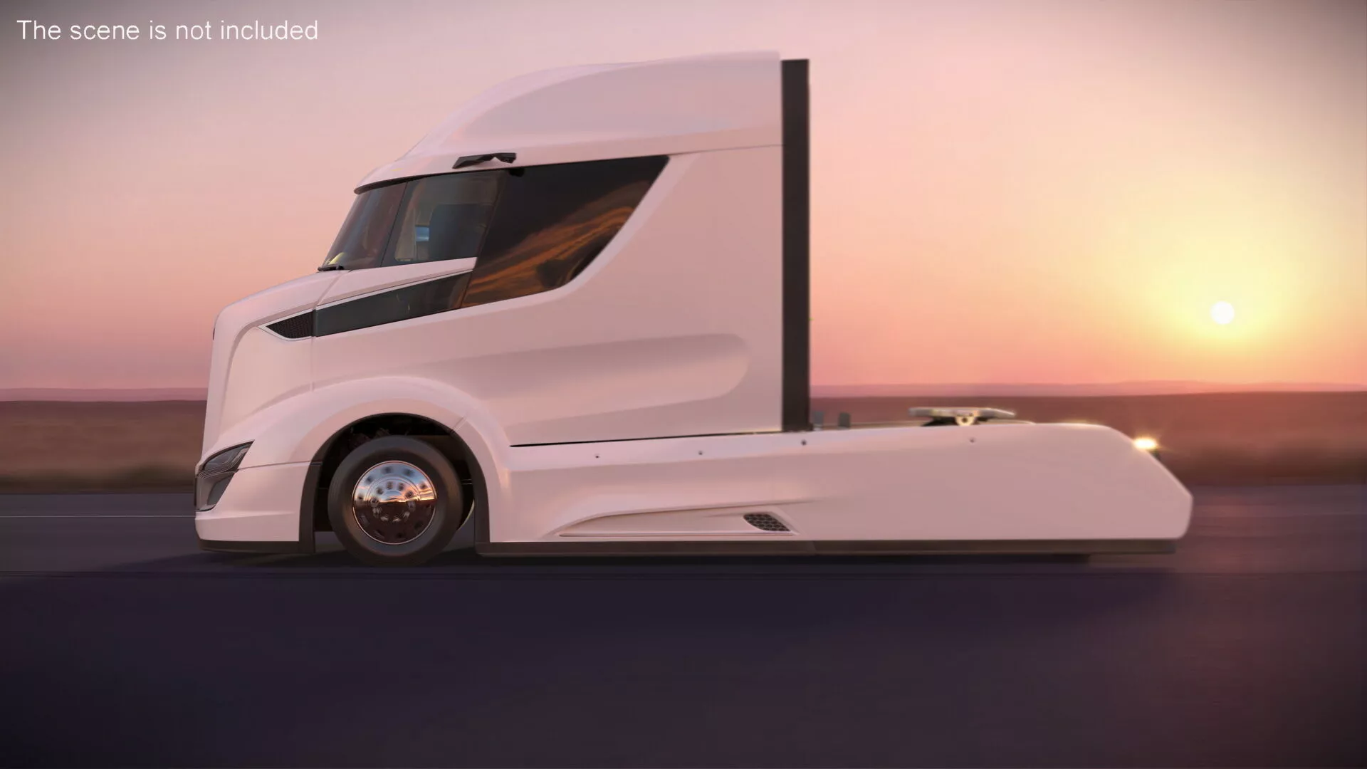 Streamlined Semi Truck White Rigged for Cinema 4D 3D model