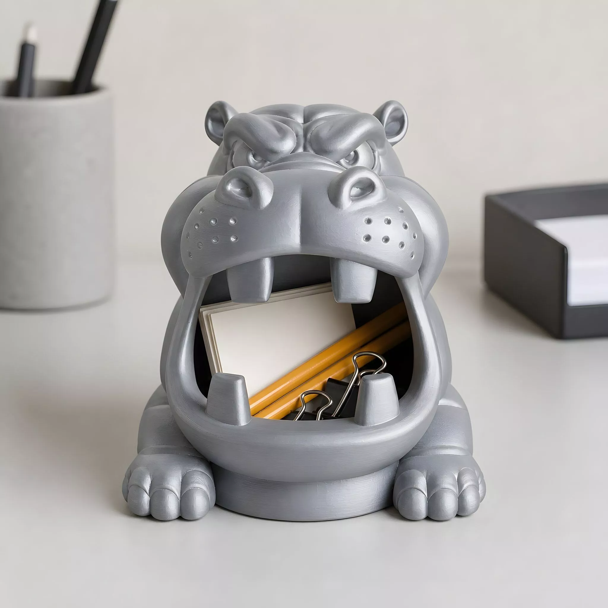 Furious Hippo Desk Organizer 3D Printable Model 3D print model