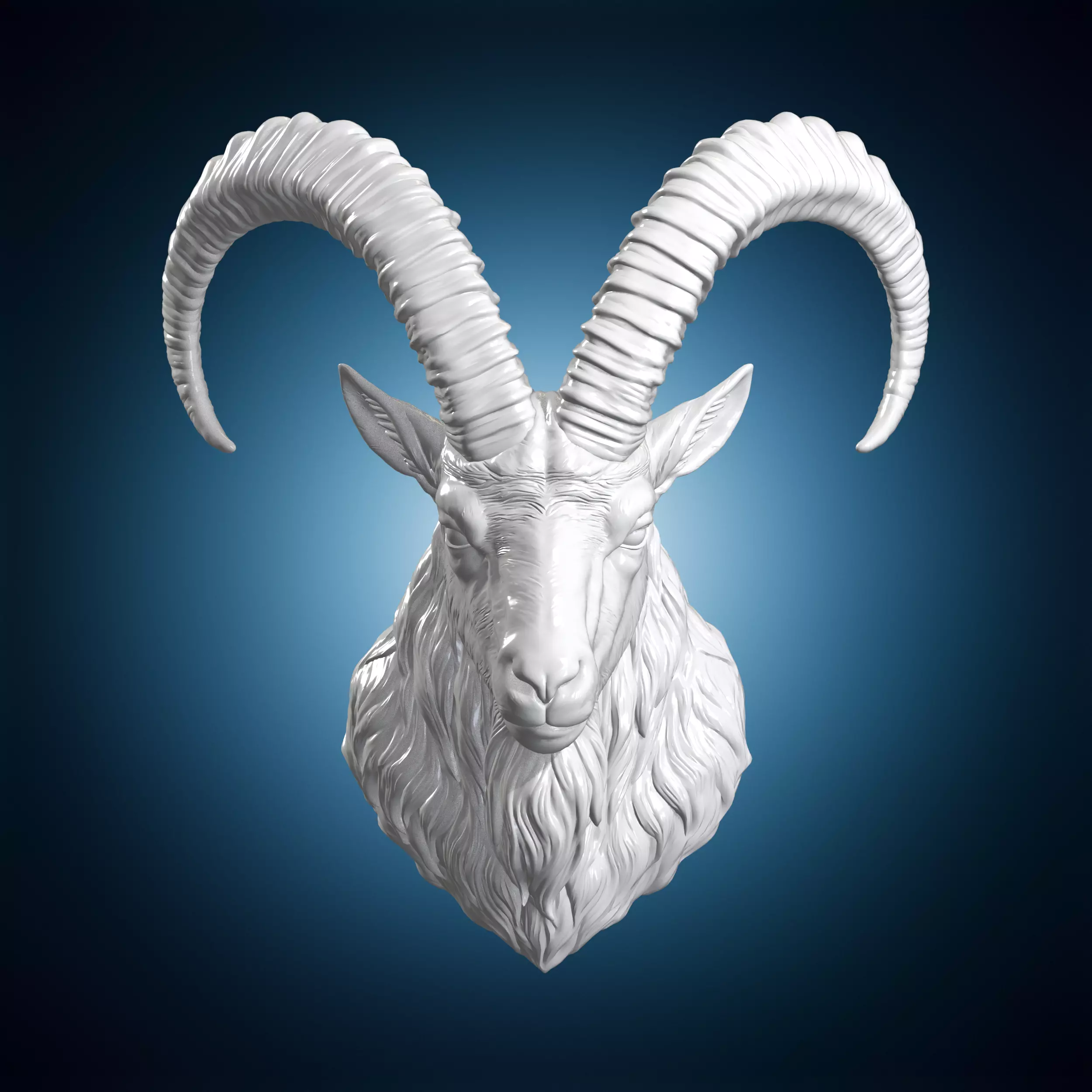 Alpine Ibex Goat Head Bust 3D Print Model 3D print model
