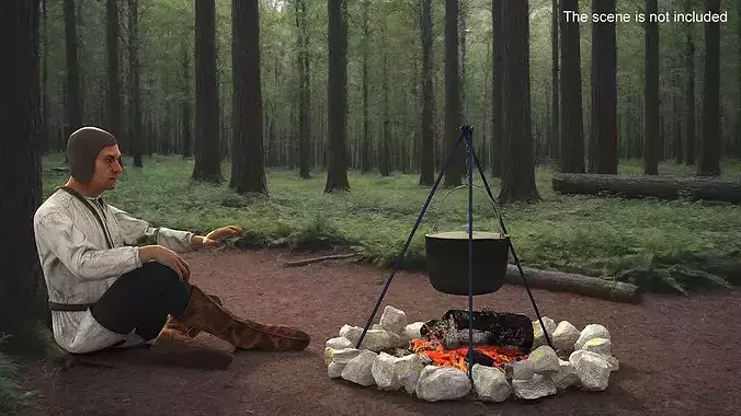 Medieval Peasant by Fire 3D model 2