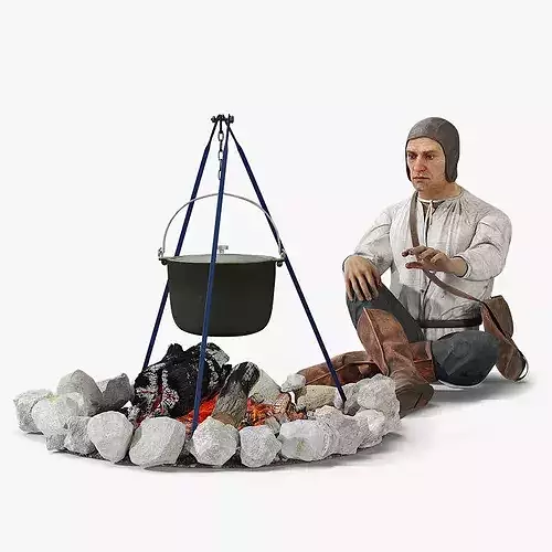 Medieval Peasant by Fire 3D model 7