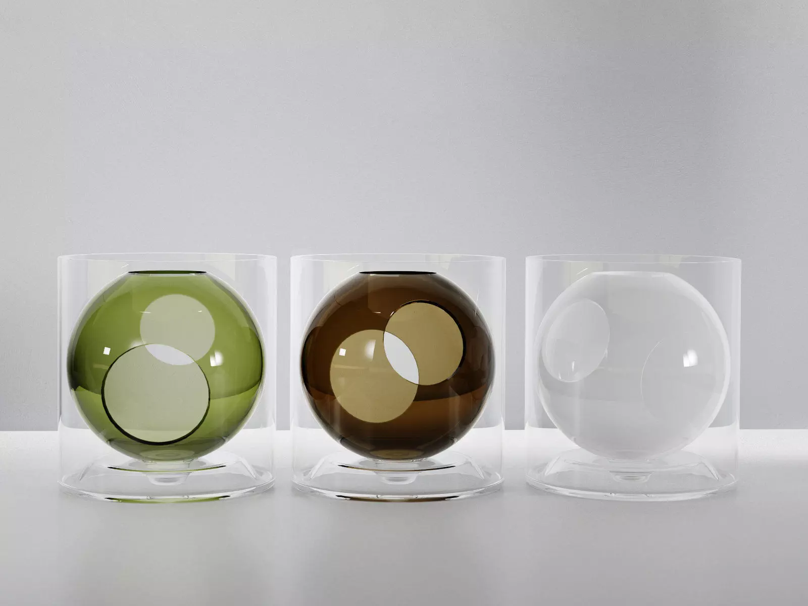 Four three glass vases 3D model_0