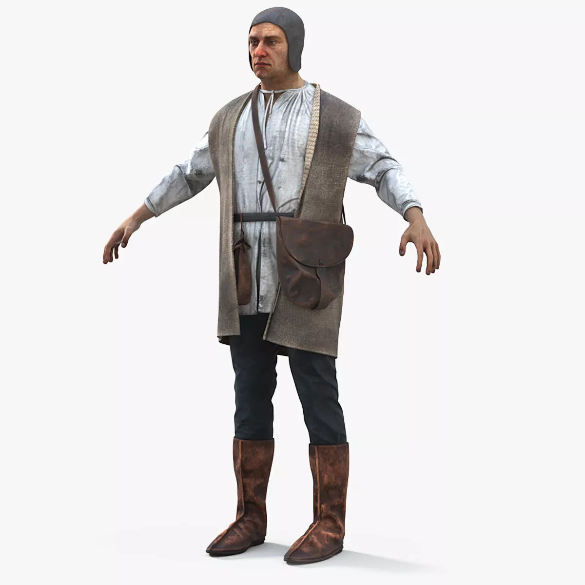 Medieval Commoner A-pose 3D model