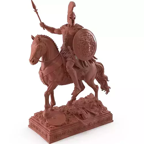 Print Ready Mounted Knight on Horse 3D Model 02