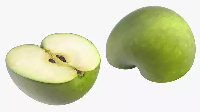 Green Apple Cut in Half 3D model