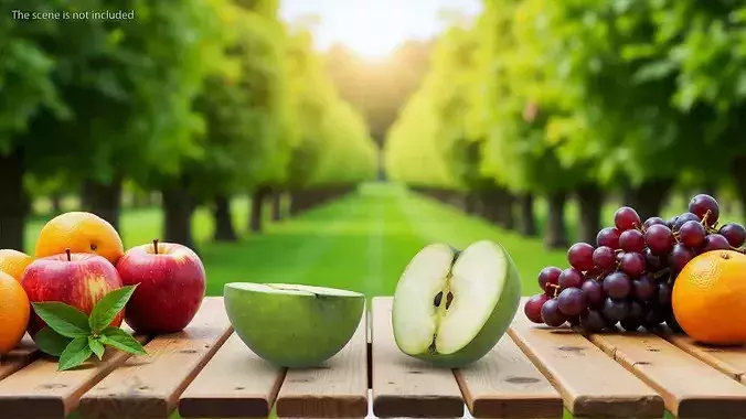 Green Apple Cut in Half 3D model 4