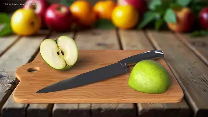 Green Apple Cut in Half 3D model 3