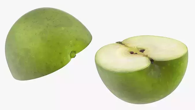 Green Apple Cut in Half 3D model 7
