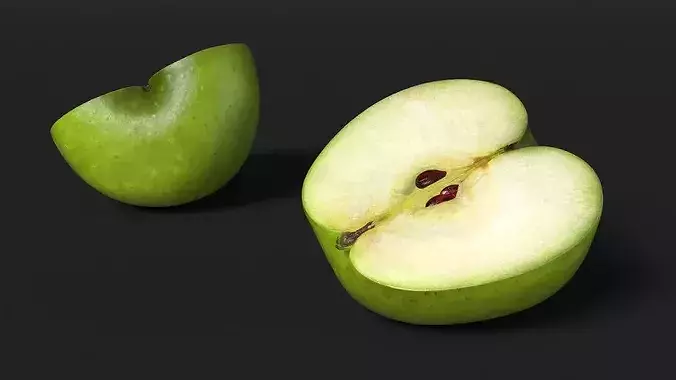 Green Apple Cut in Half 3D model 5
