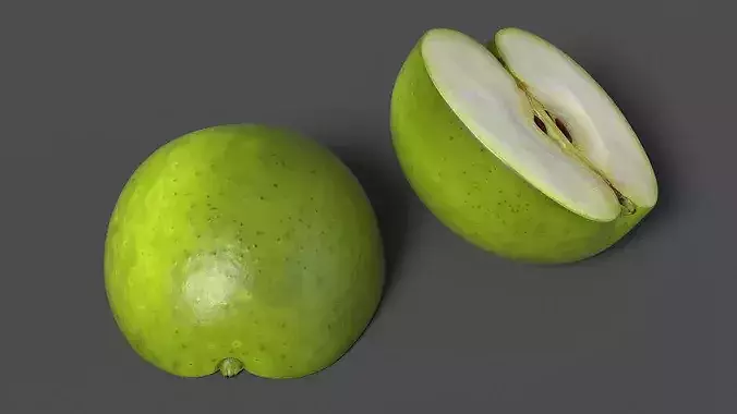 Green Apple Cut in Half 3D model 6