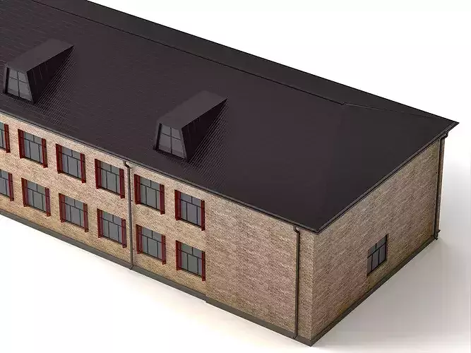Two-Story Brick Industrial Building 3D Model Low-poly 3D model 6