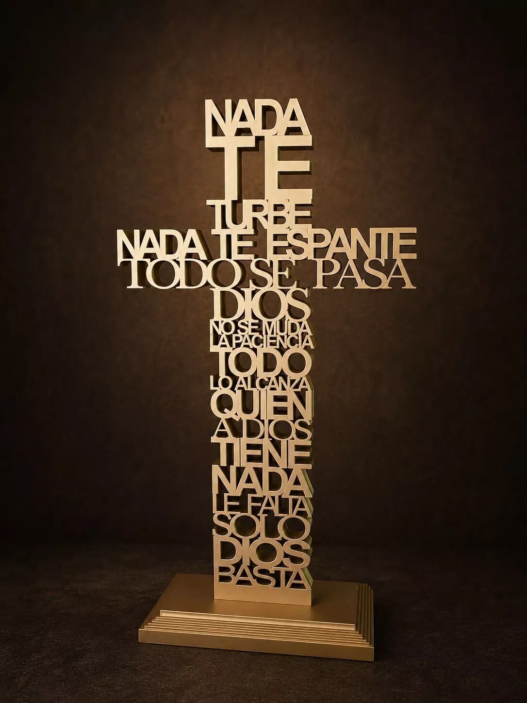 Cruz Dios Oracion -Nada te turbe- Frase Letras Cross God 3D print model