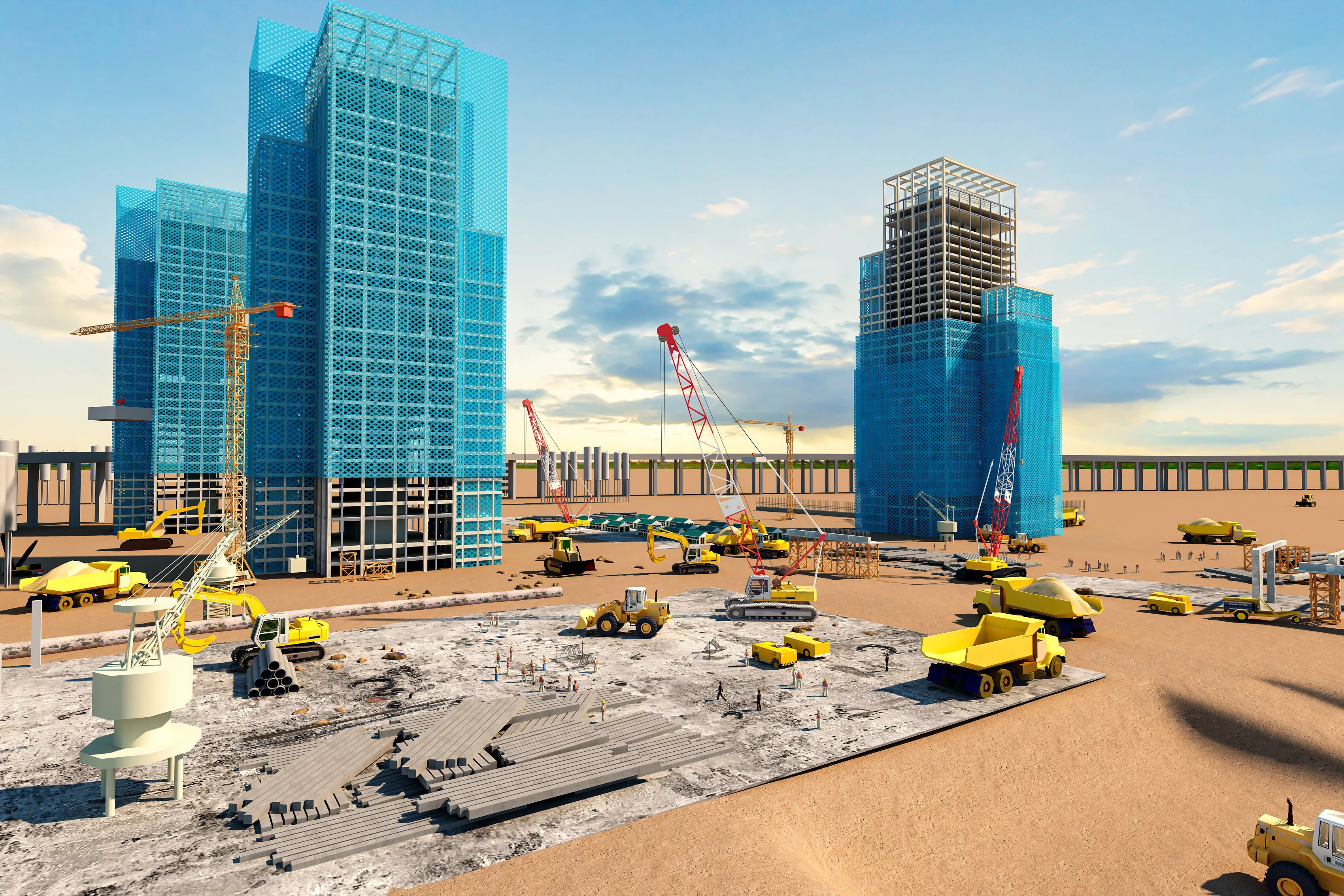 Under Construction Building Scene Low-poly 3D model