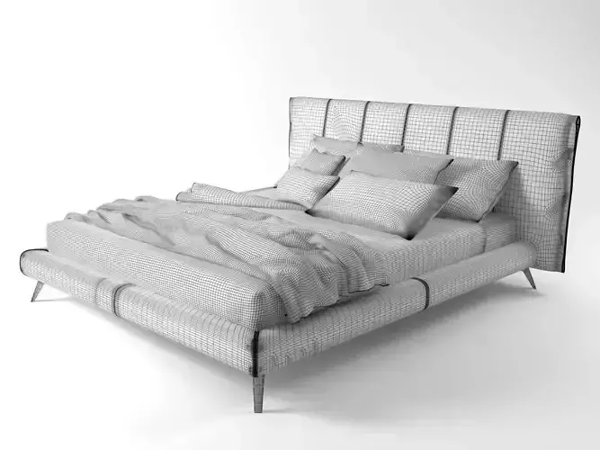 Cuff modern bed frame with upholstered headboard and footboard