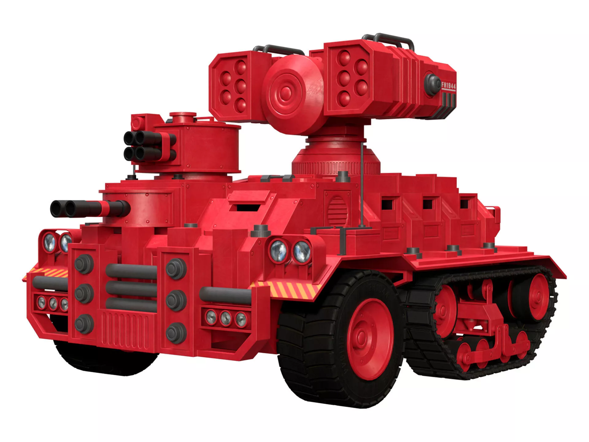Half-track APC-1-Red-Clean Low-poly 3D model