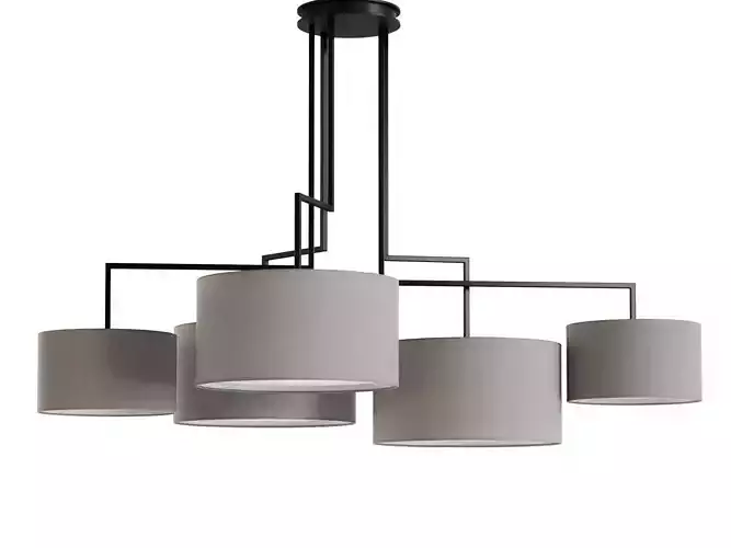 Noon 5 modern chandelier with five drum shades