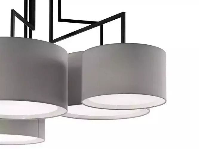 Noon 5 modern chandelier with five drum shades 3D model