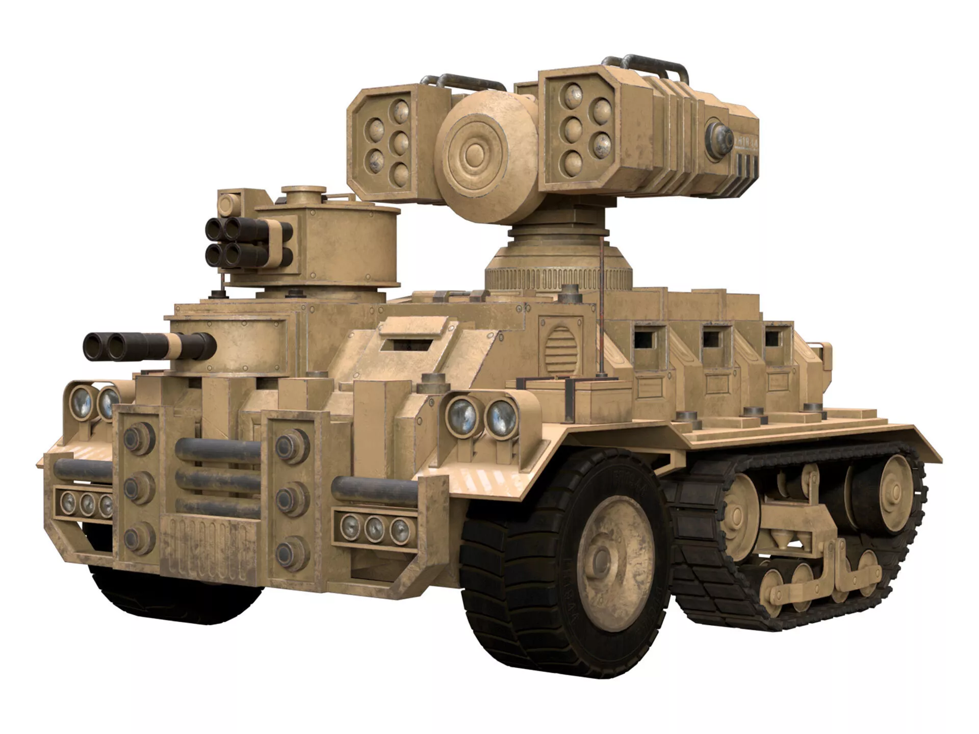 Half-track APC-1-Desert-Dirty Low-poly 3D model