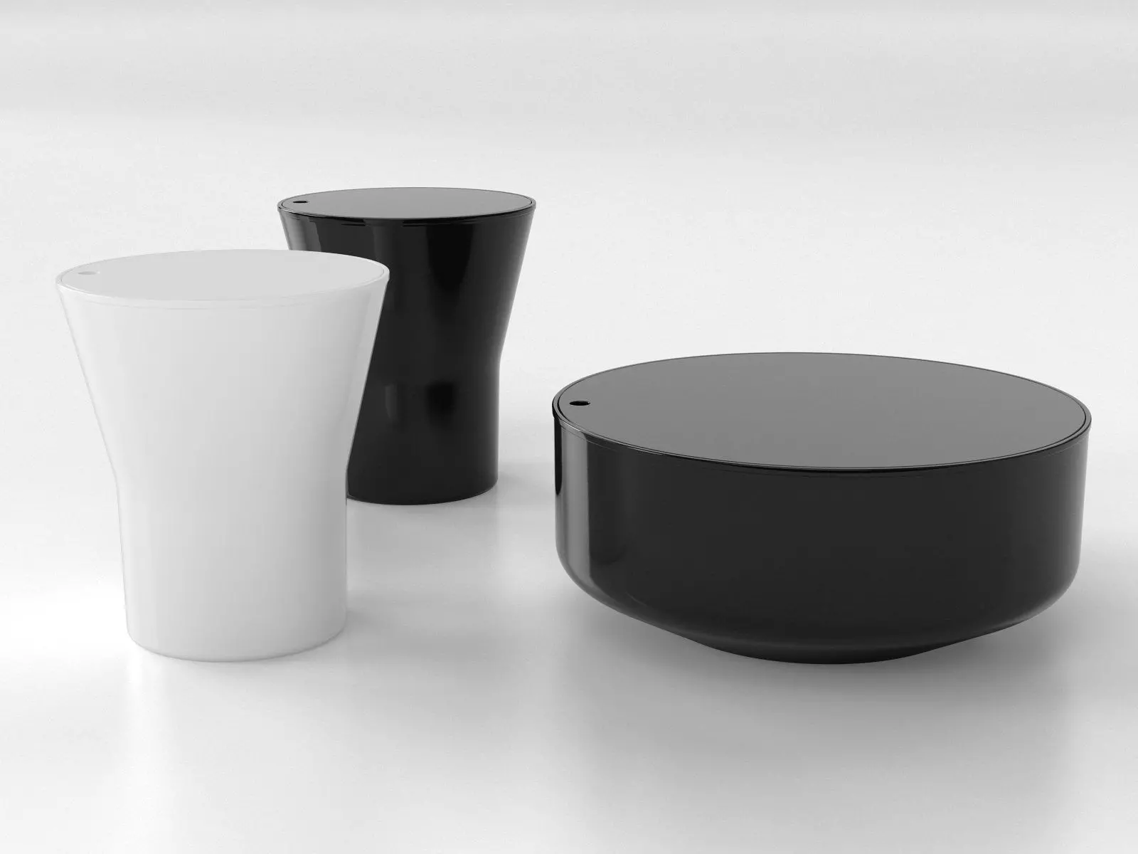 Mono stainless steel coffee table and wooden bowl 3D model_3