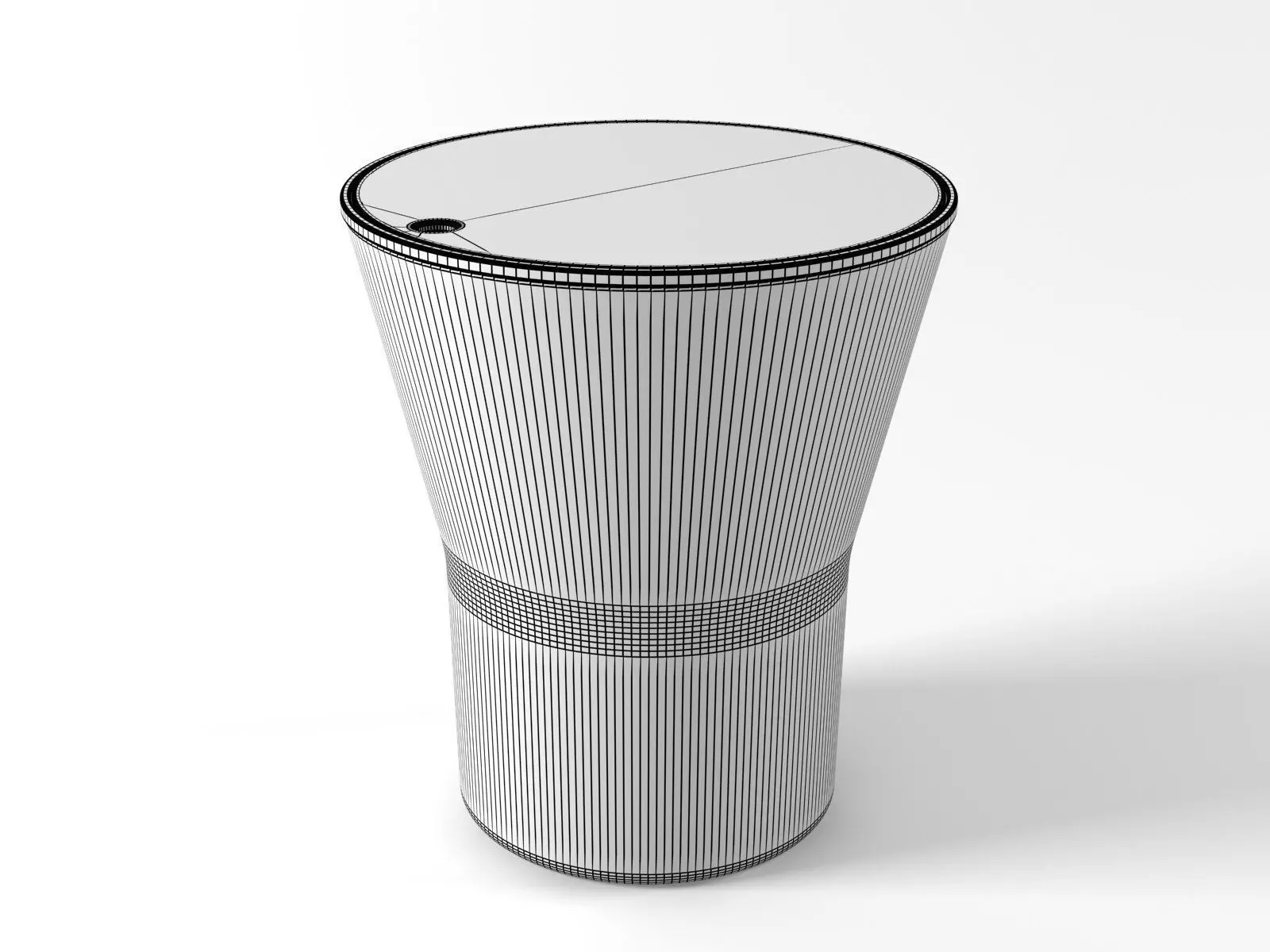 Mono stainless steel coffee table and wooden bowl 3D model_4