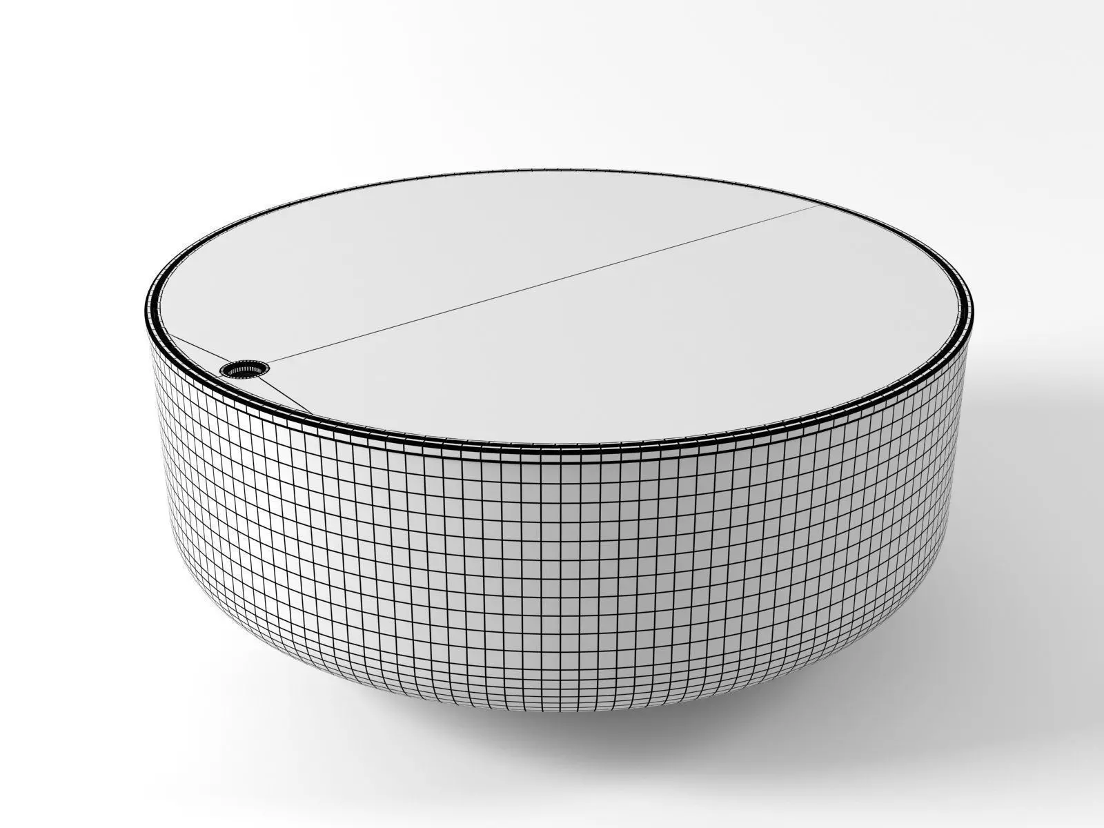 Mono stainless steel coffee table and wooden bowl 3D model_5