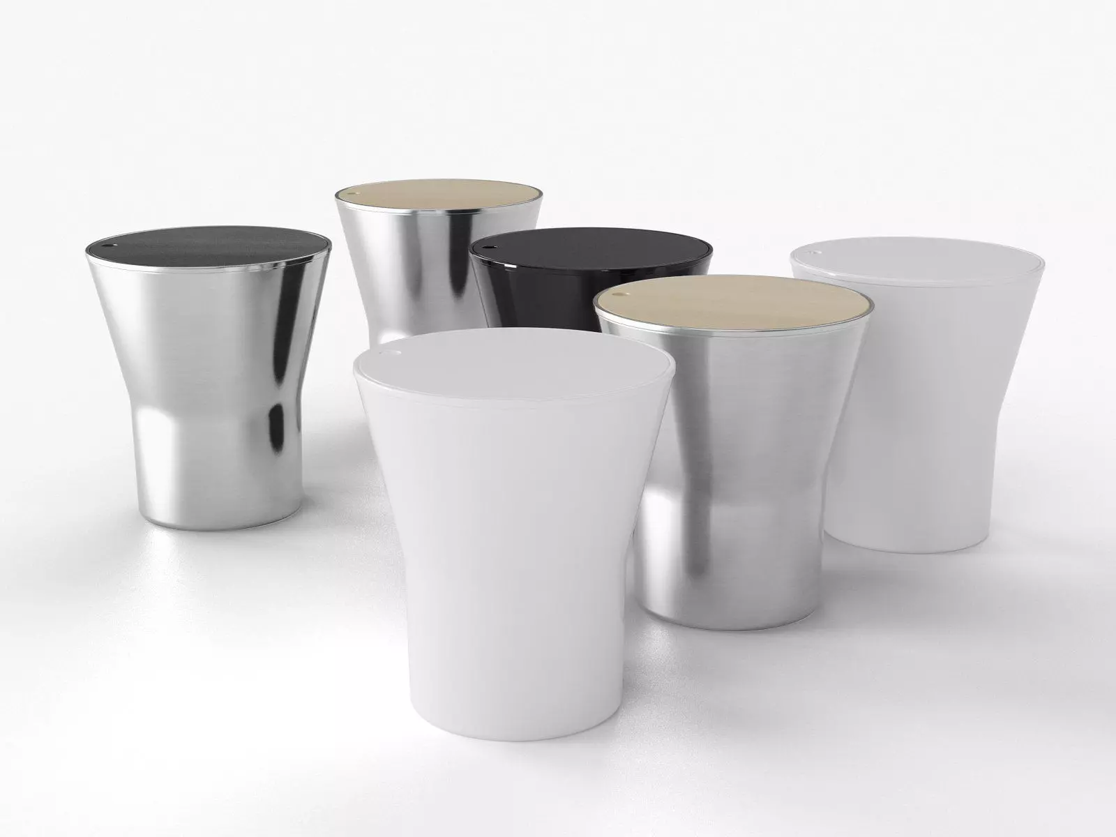 Mono stainless steel coffee table and wooden bowl 3D model_2