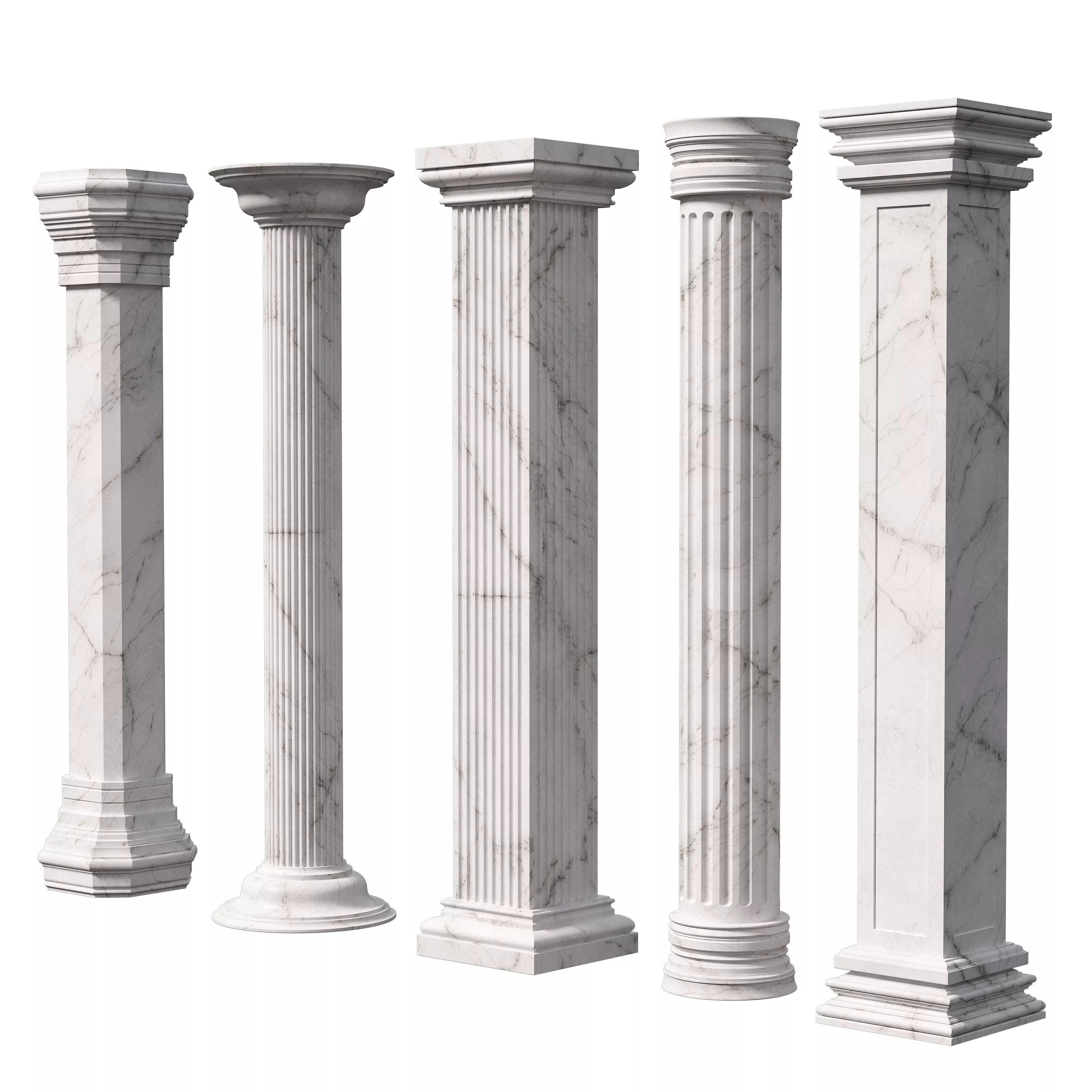 Marble Quintet Columns with Classic Design 4 3D model