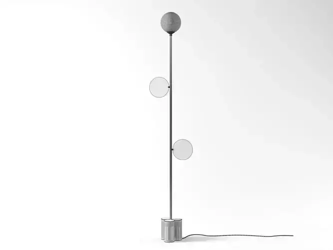 Plates pendant light with two balls hanging from it