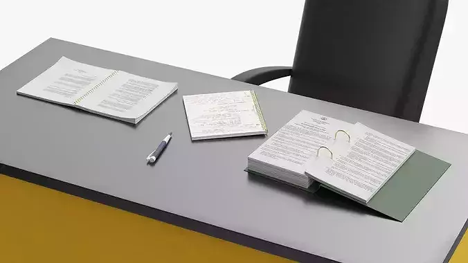 Administrative Desk and Chair 3D model 6