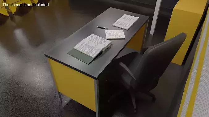 Administrative Desk and Chair 3D model 3