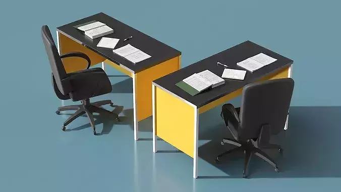 Administrative Desk and Chair 3D model 4
