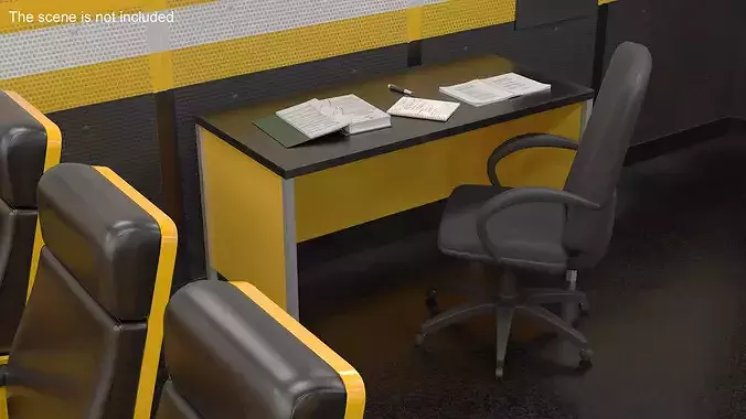 Administrative Desk and Chair 3D model 2
