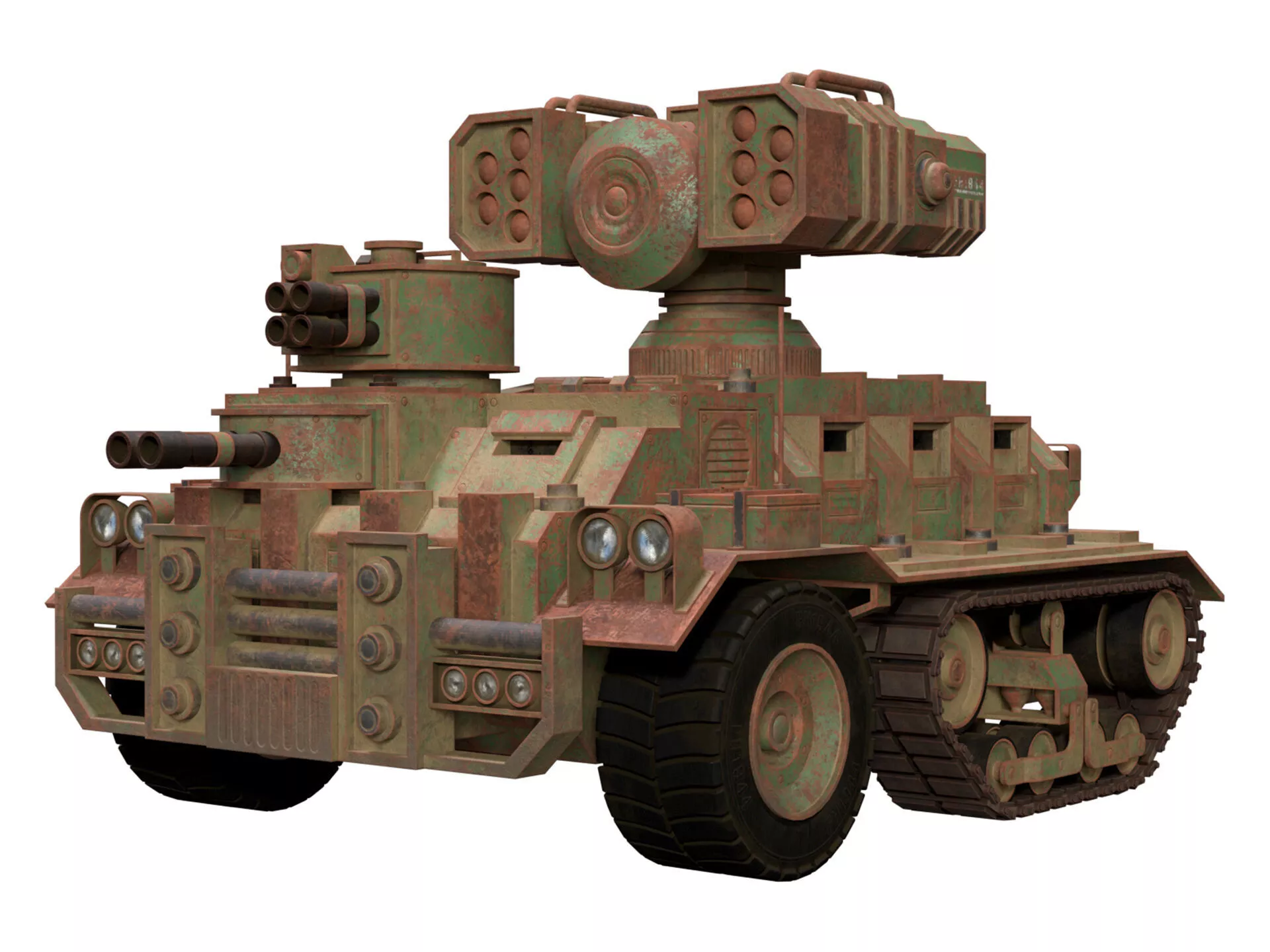 Half-track APC-1-Forest-Rusty Low-poly 3D model