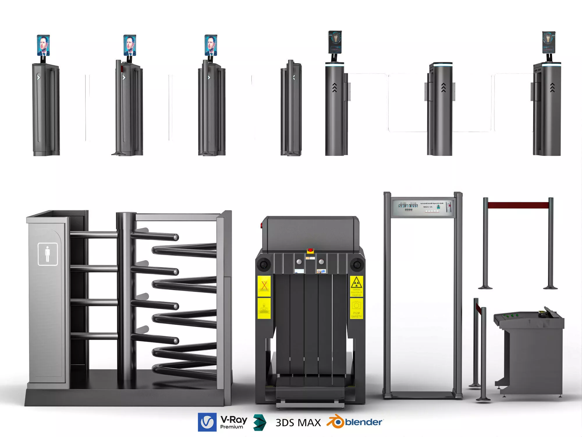 Security access control and inspection equipment asset pack 3D model
