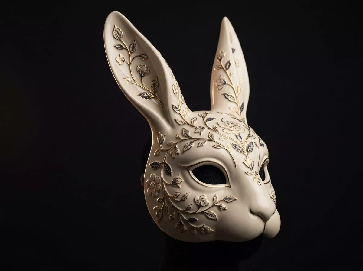Elegant Floral Bunny Rabbit Masquerade Wearable Mask 3D STL 3D print model