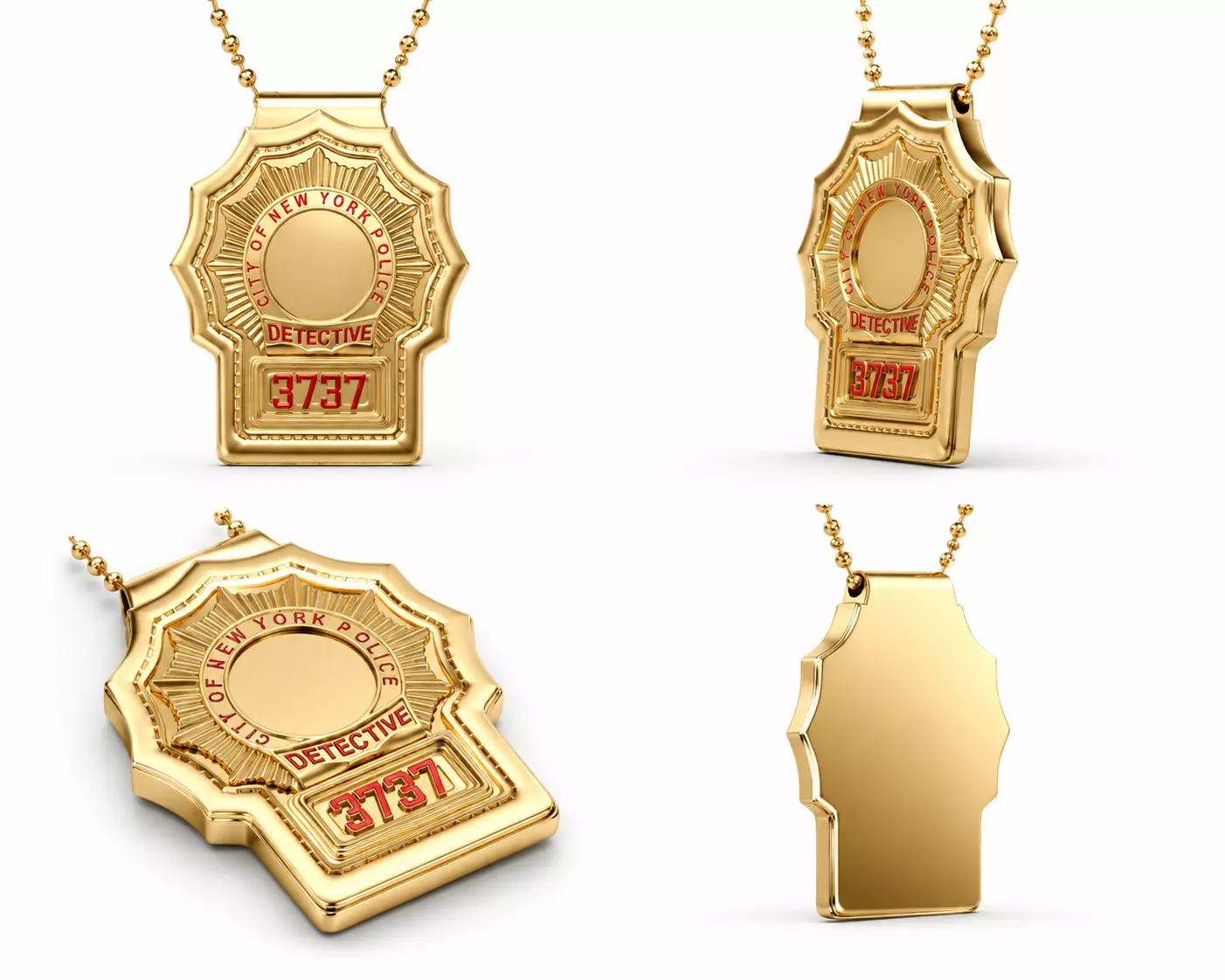 Detective Police Badge Pendant CAD Model 3D print model