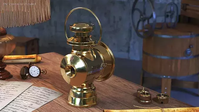 Vintage Lighting Device Brass 3D model 4