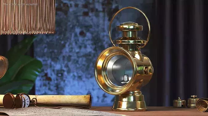 Vintage Lighting Device Brass 3D model 3