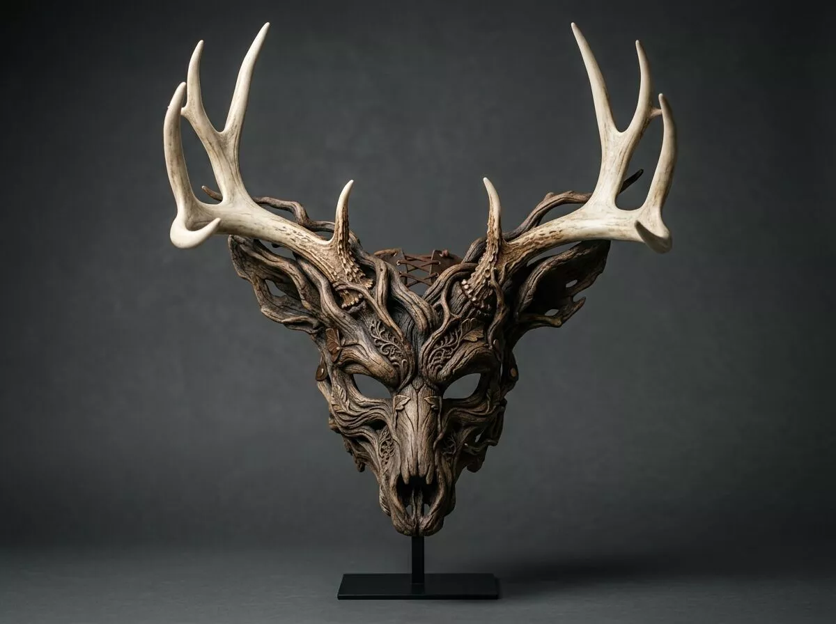 Forest Spirit Leshen Antler Druid Wearable Mask 3D STL 3D print model