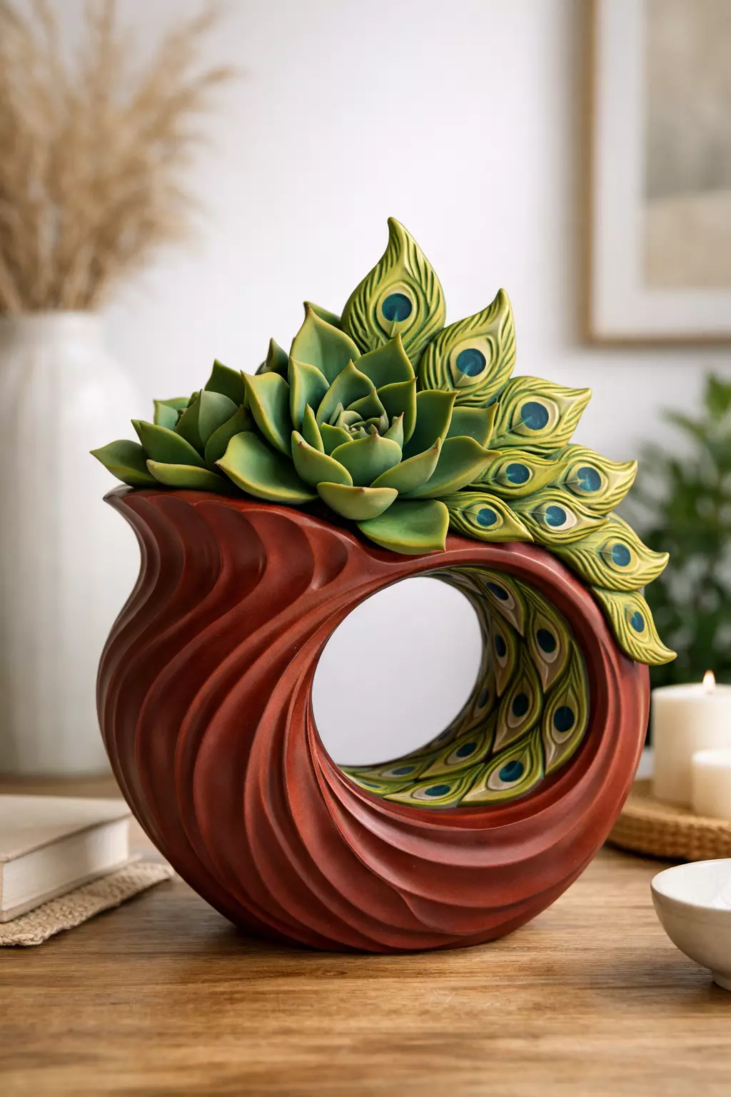 Peacock Feather Succulent Spiral Planter STL 3D model