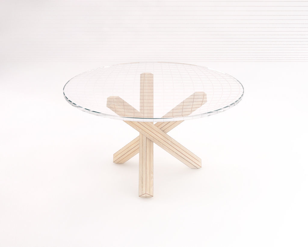 LOUNGE TABLE---Glass tray and crossed tripod  3D model_1