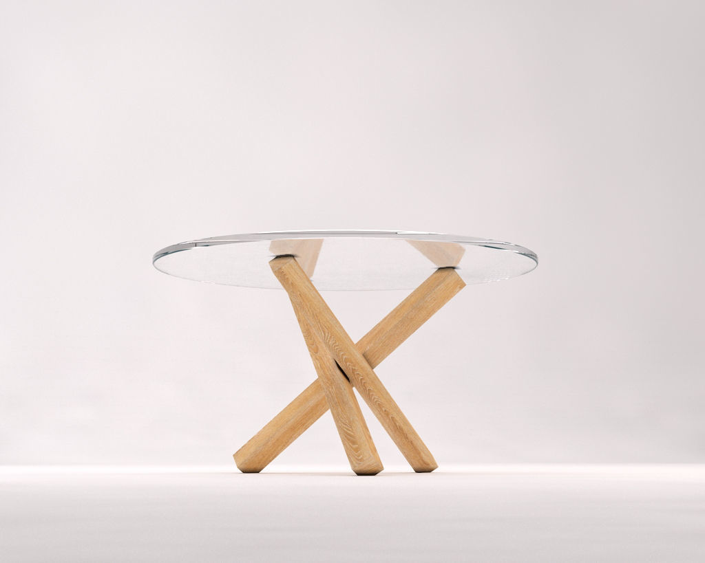 LOUNGE TABLE---Glass tray and crossed tripod  3D model_16