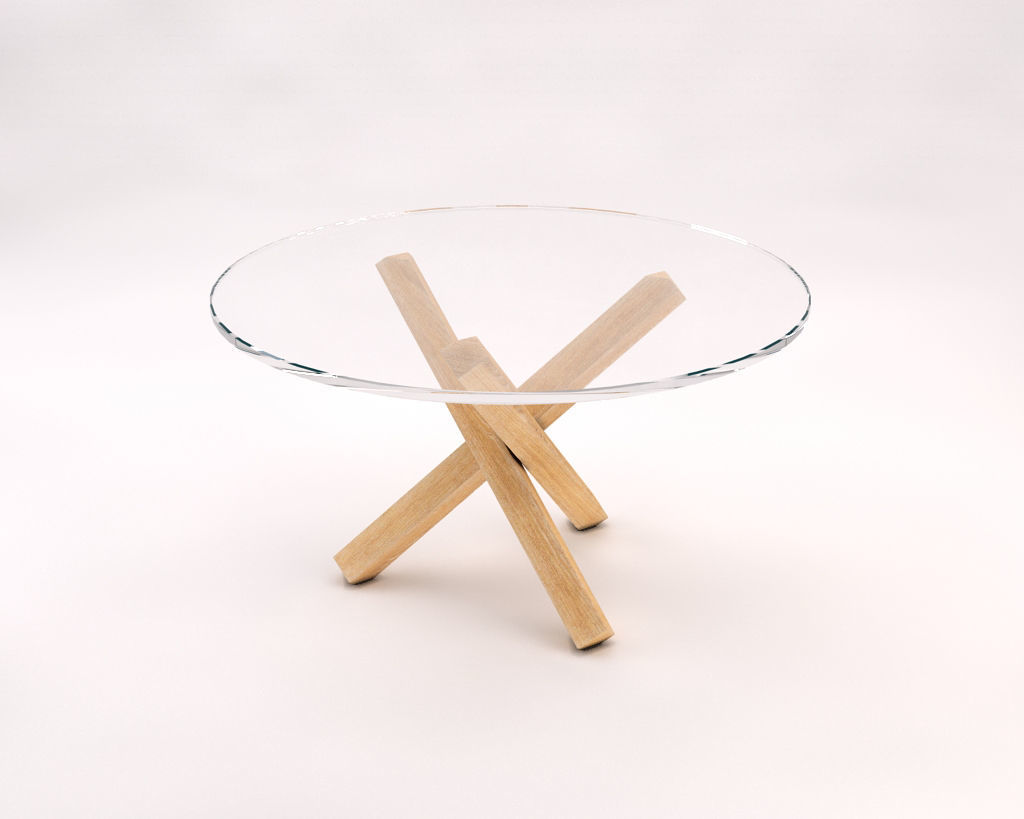 LOUNGE TABLE---Glass tray and crossed tripod  3D model_9