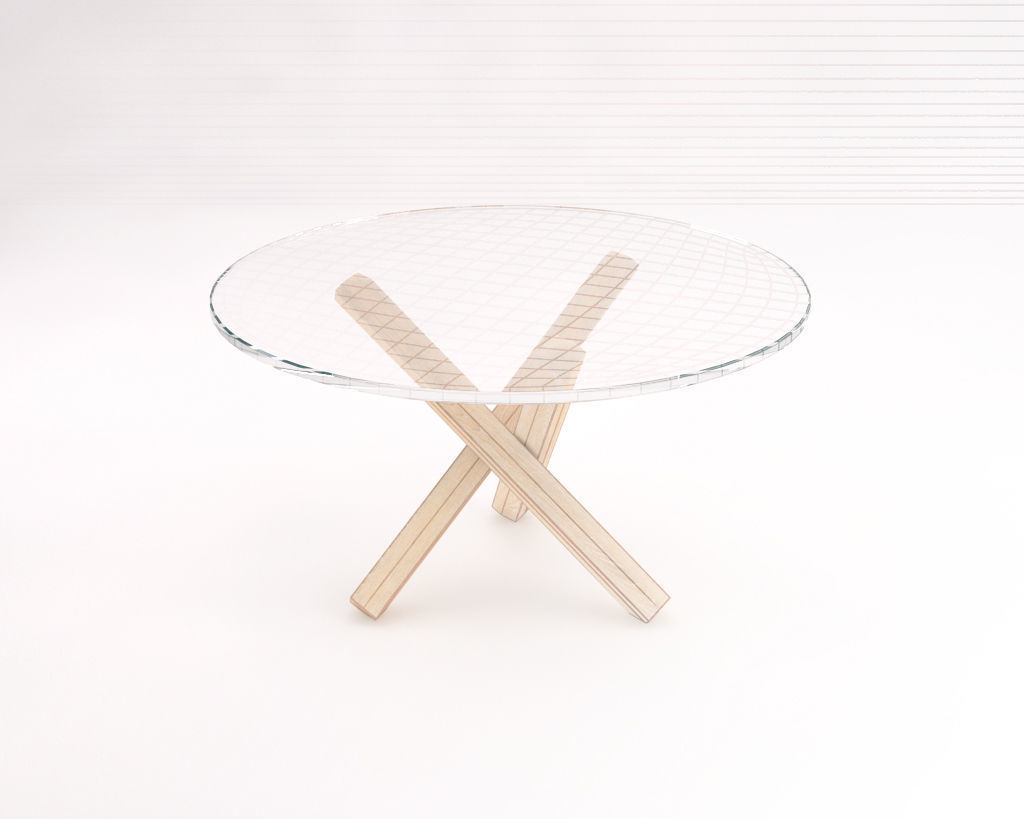 LOUNGE TABLE---Glass tray and crossed tripod  3D model_6