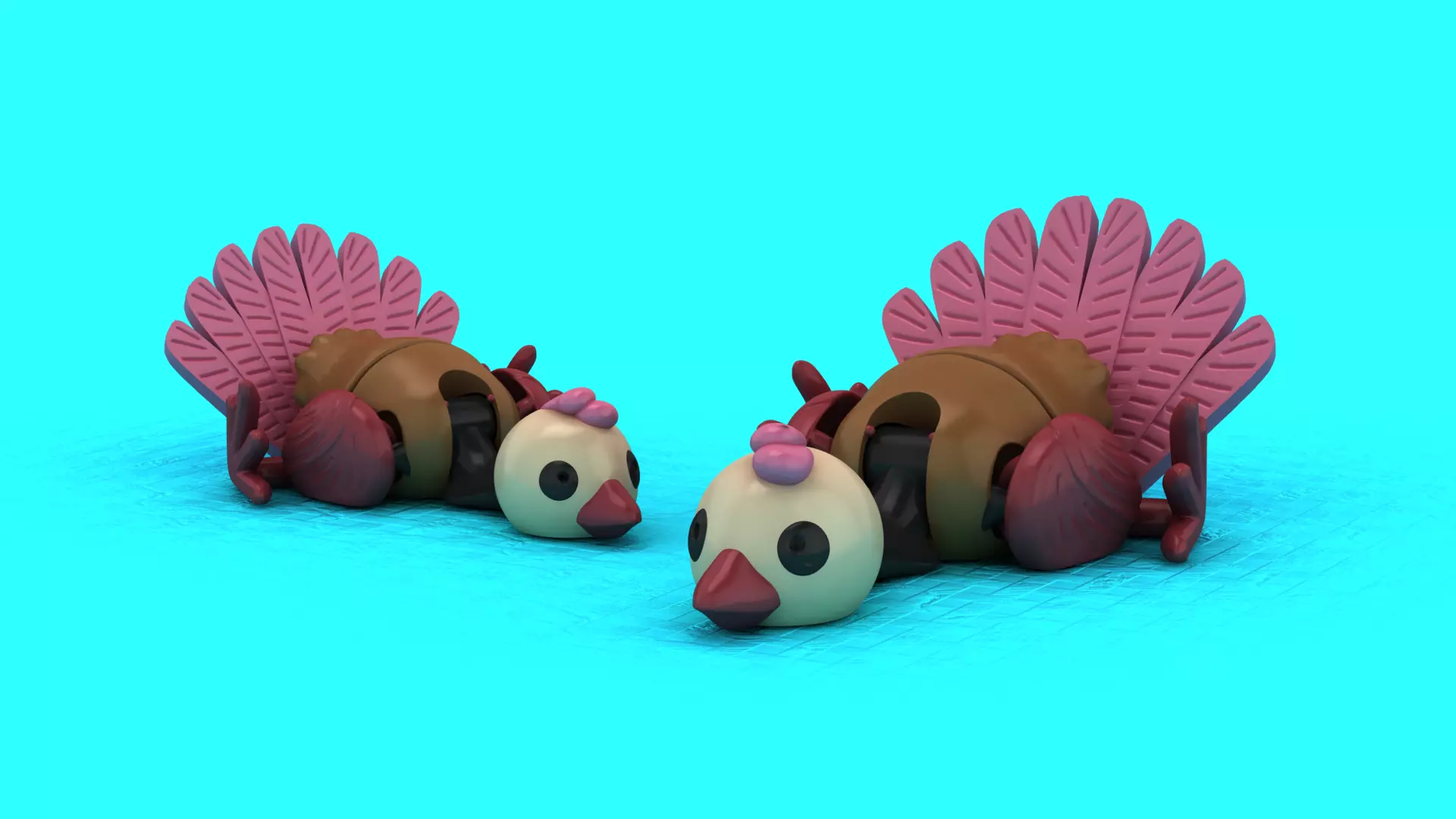 Cute Turkey Pair 3D print model