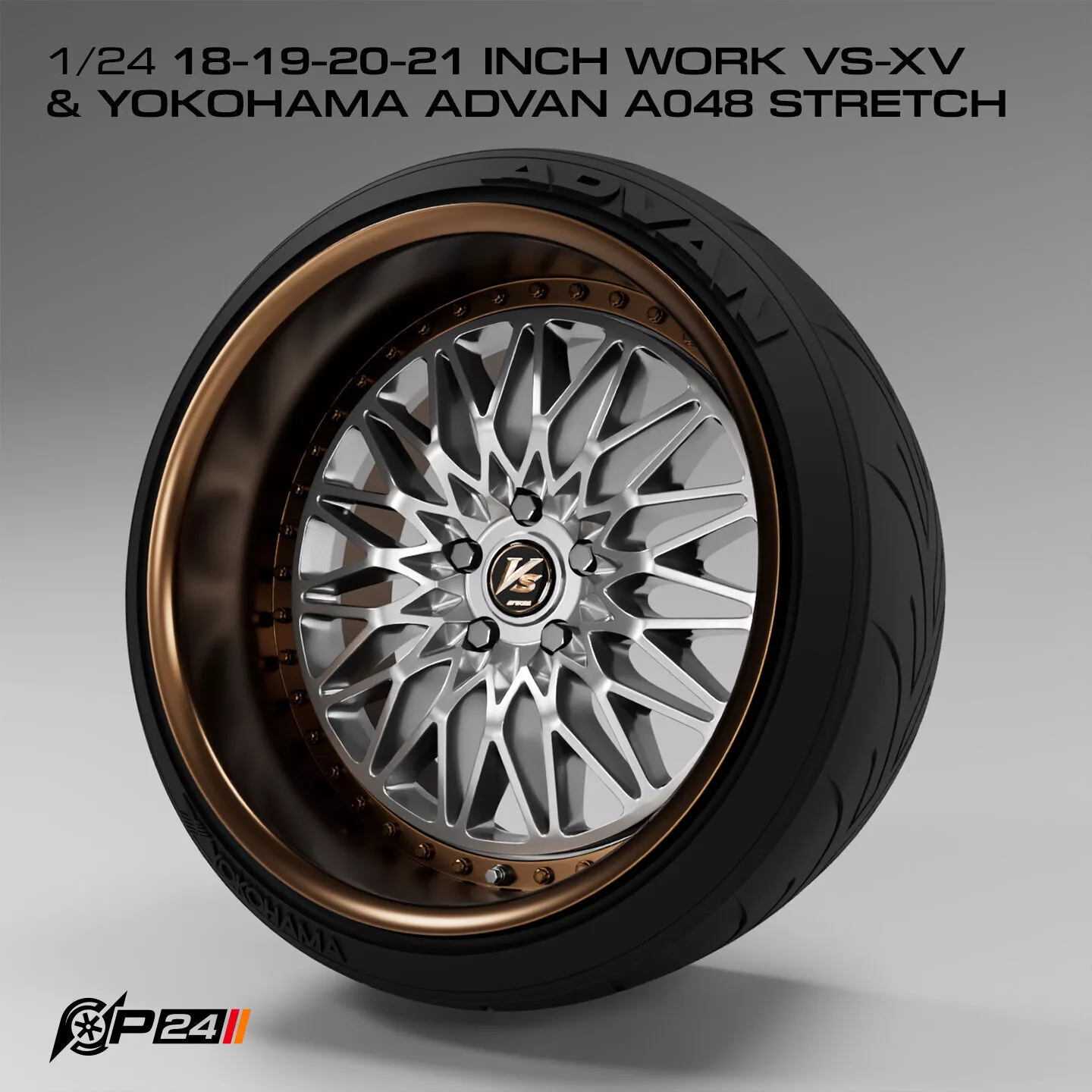 1-24th 18-19-20-21 inch Work VS-XV and Yokohama Advan A048 st... 3D print model