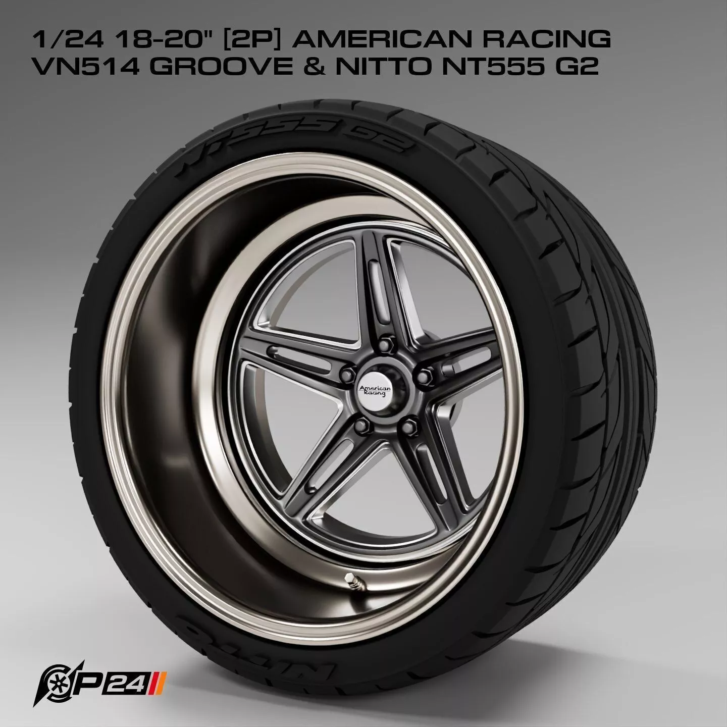 1-24th 18-20 inches 2P American Racing VN514 Groove and Nitto... 3D print model