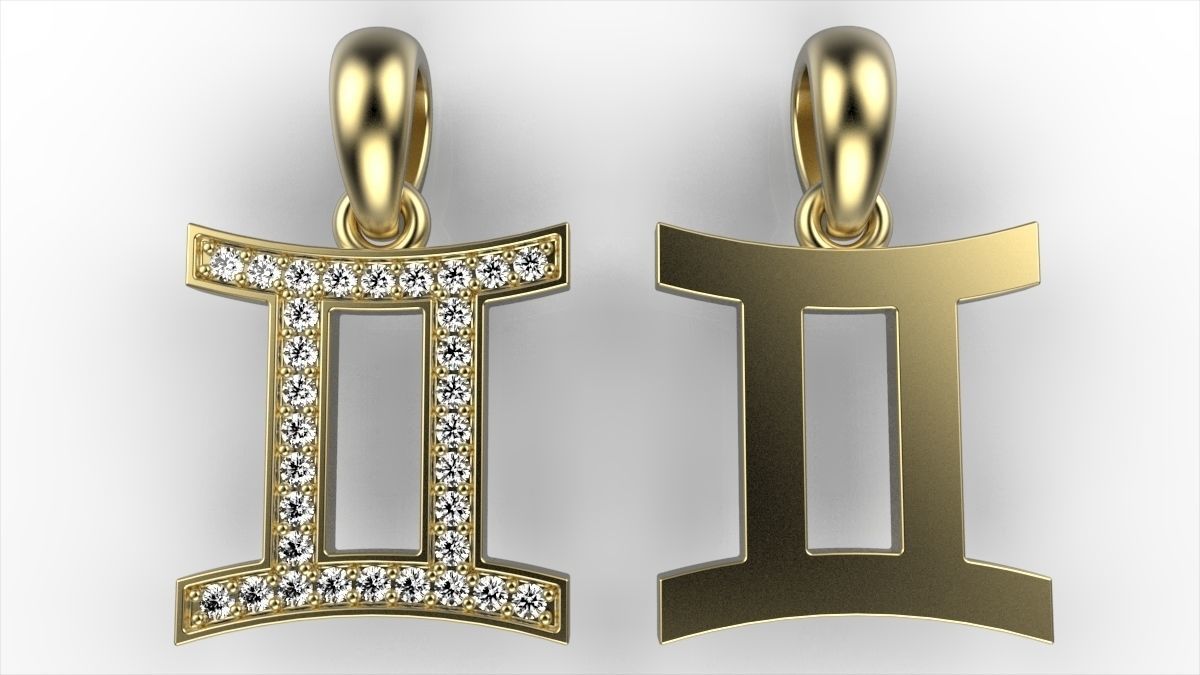 Gemini pendant 3D print model_3