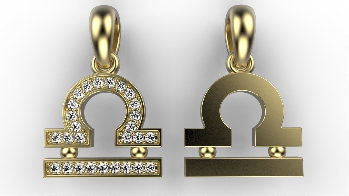 Libra pendant 3D print model_3