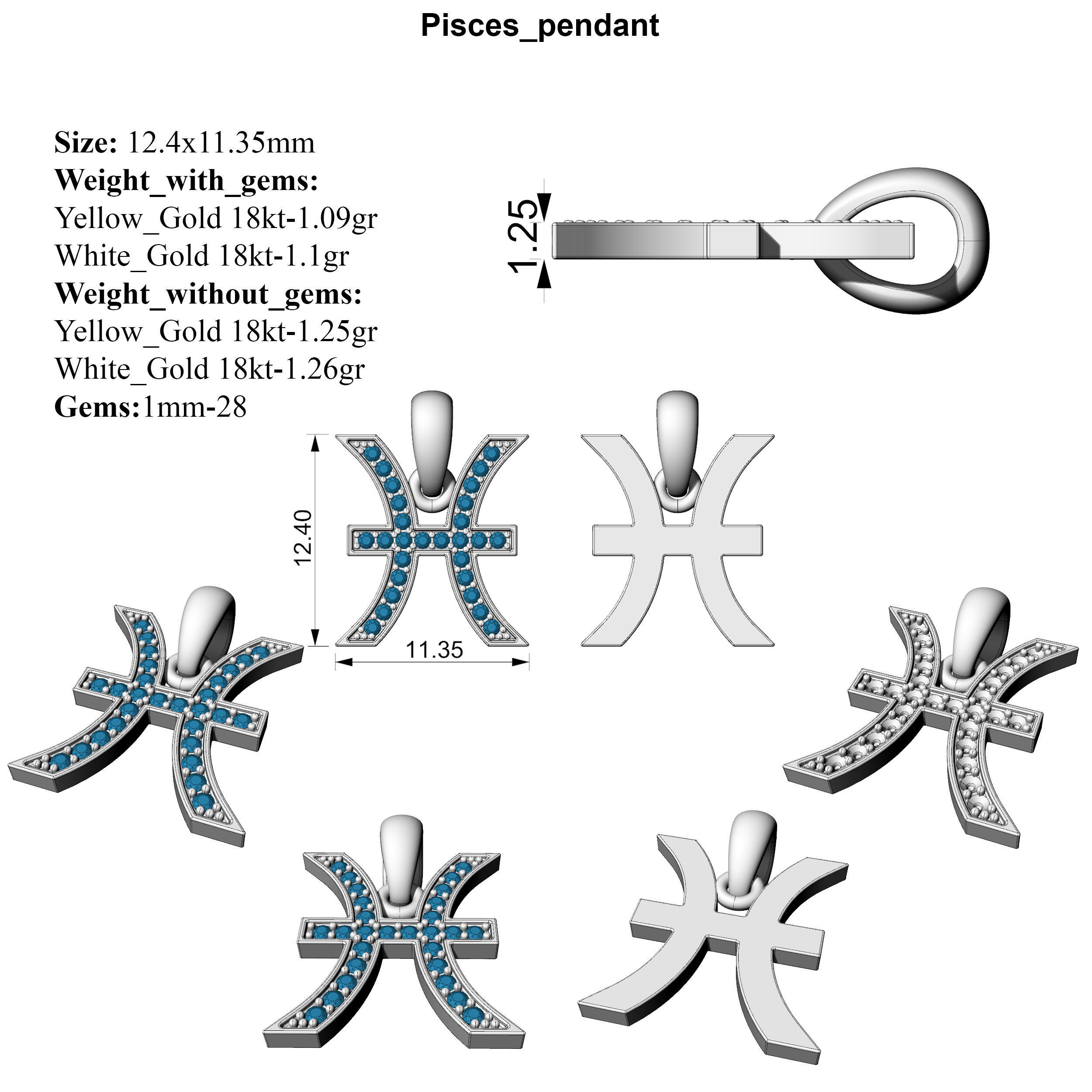 Pisces pendant 3D print model_4